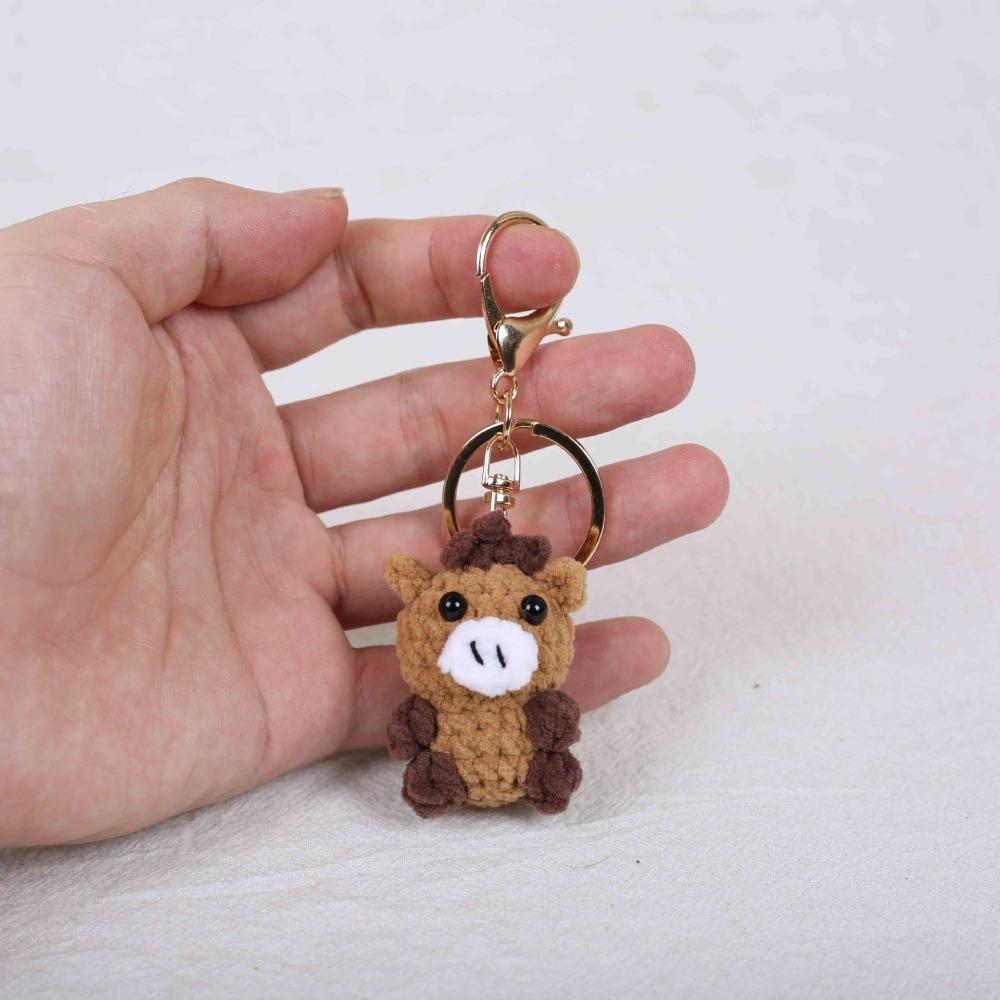 Handmade Chinese Zodiac Keychain Knitting Mini Size Monkey Keychain Creative Weaving Custom Design Animal Crochet Keychain