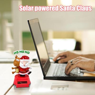 Car Dashboard Decor Solar-Powered Tabletop Swing Deer Santa Claus Figurines Adorable Collectible Statue Car Interior Decorations