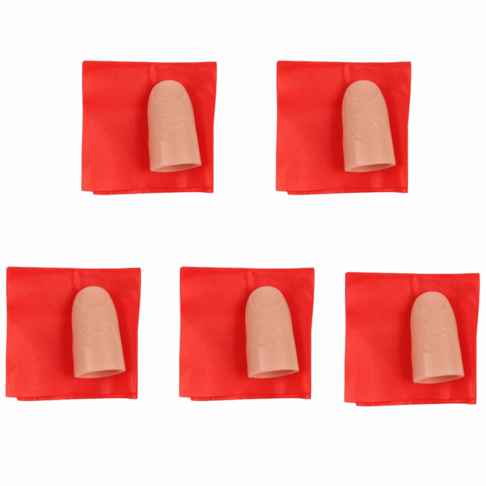 5Pcs Red Silk Magic Prop Fake Finger Finger Magic Trick Prop Fake Thumb Tip Close Up Magic
