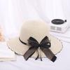 Polyester Sun Hat With Large Brim And Bow For Summer Beach Outings