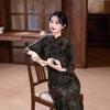 1011 autumn and winter new national style improved flocking composite cheongsam new Chinese large size long women's wedding ceremony