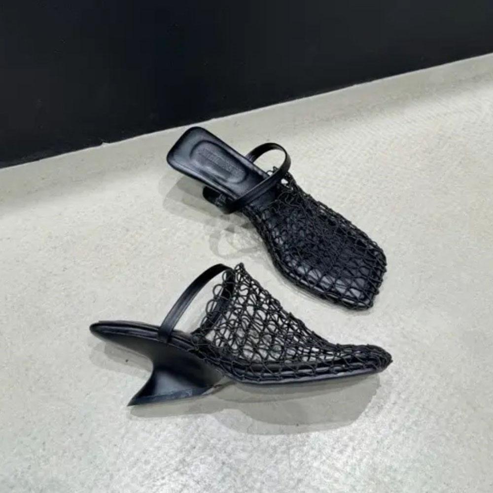 Brand New Summer Trendy Mesh Sexy Party Women Sandals Fashion Hollow Out Walking Comfy Women Mule Shoes Dropship