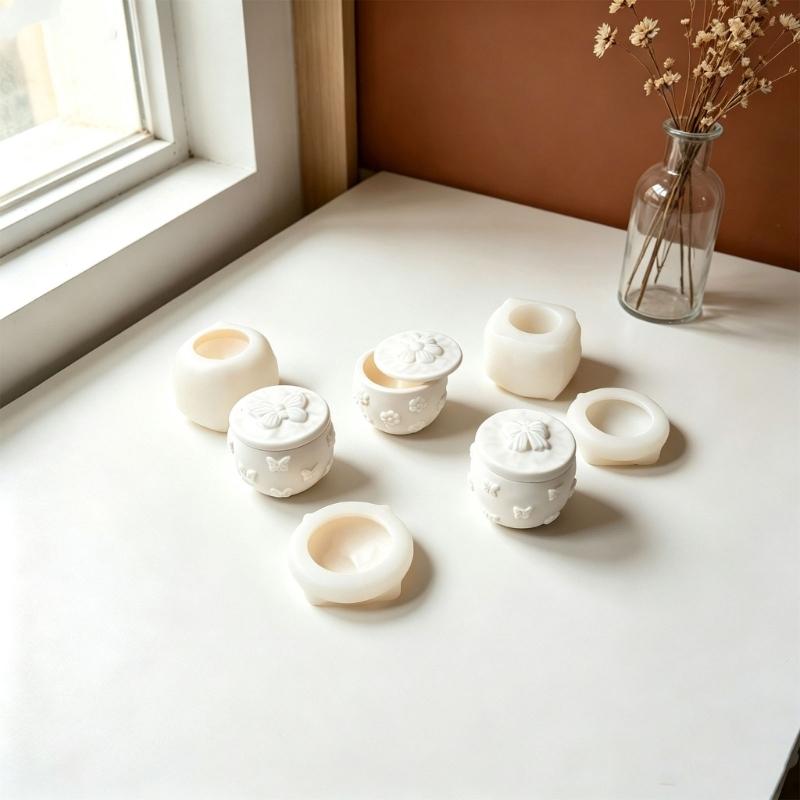 Silicone Container Casting Molds Two-Part for Creating a Matching Lid and Body with Waxes, Plasters, or Resins Crafts