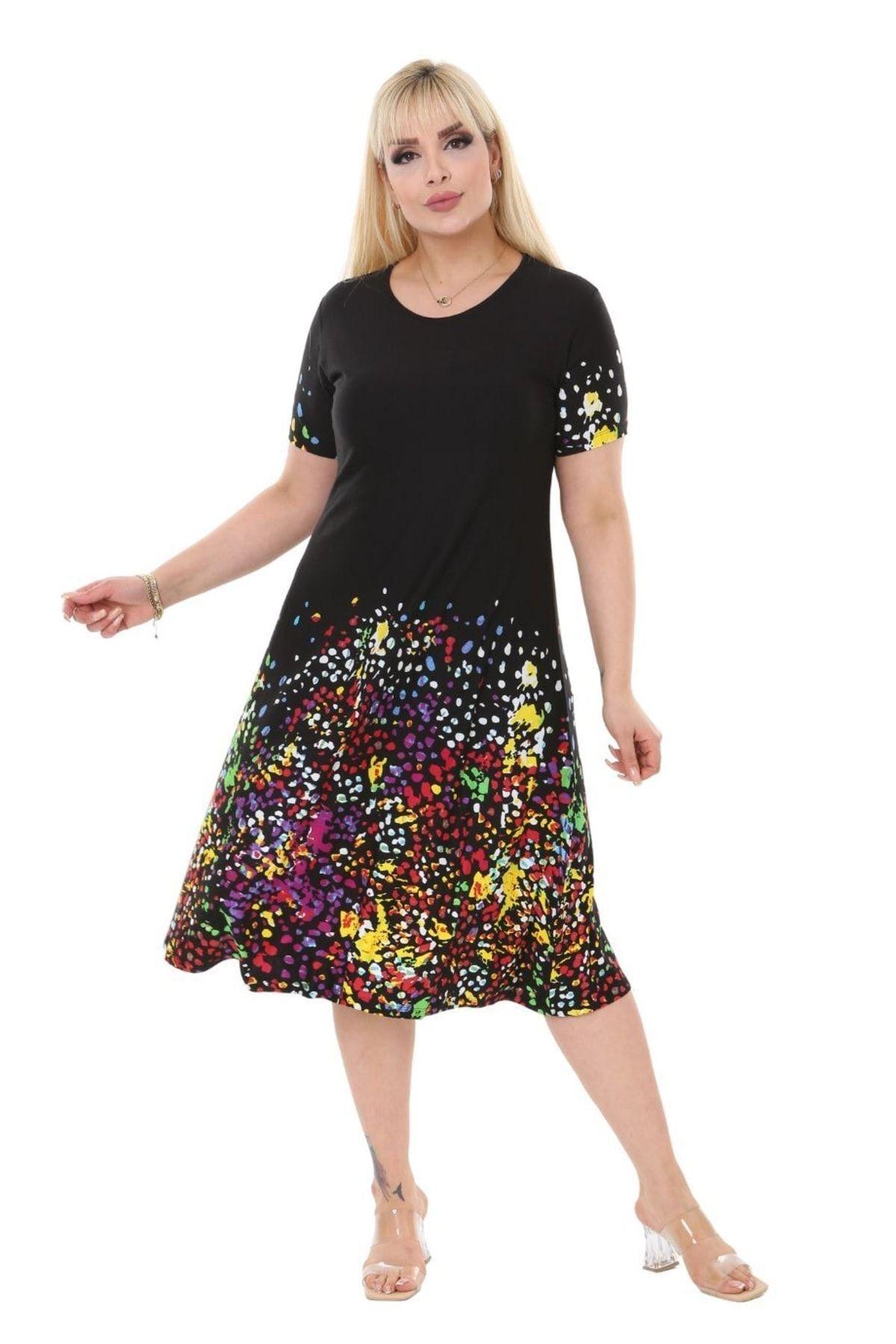 

Women s Big Size Dress Plus Size Watercolor Pattern Midi Dress