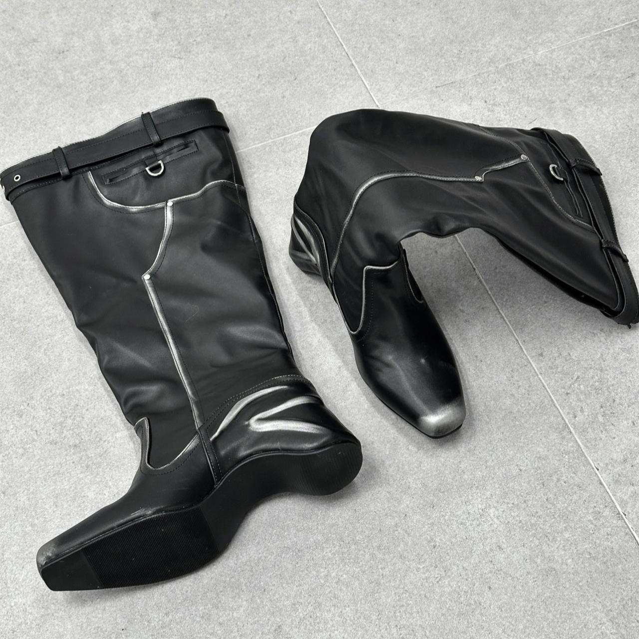 

Туфли на каблуках до колена, женские высокие сапоги, дизайнерские новые туфли с острым носком, зима 2025, тренд, готические туфли-лодочки для вечеринок, модная обувь Chelsea Botas Mujer 40 чёрный