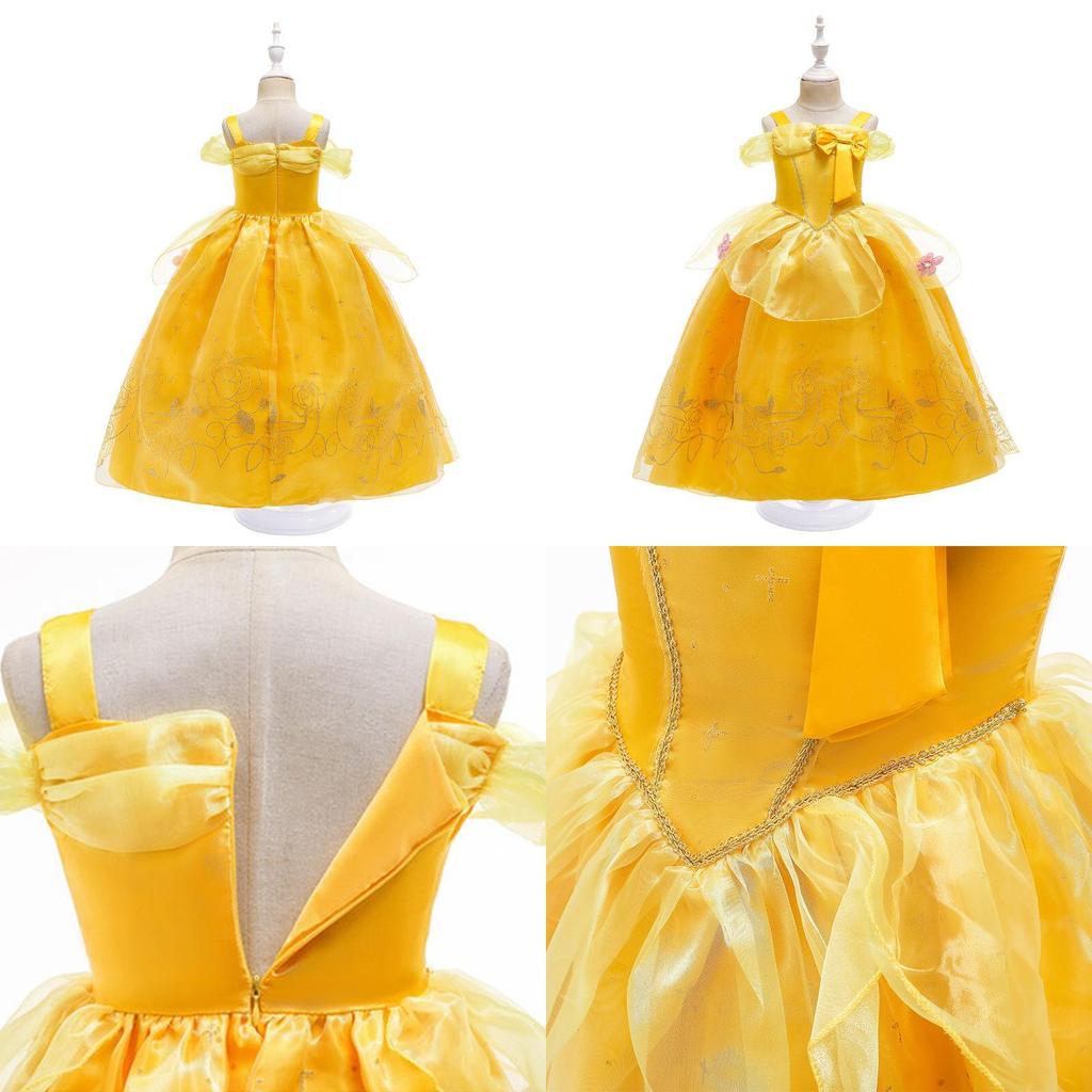 Soft Comfortable Girls Princess Belle Costume For Xmas/halloween/fancy Dress