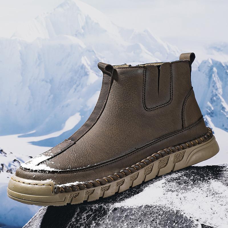 

Brown High Top Leather Shoes Men s British Outdoor Business Dress Casual Suit Men s Boots Youth 46