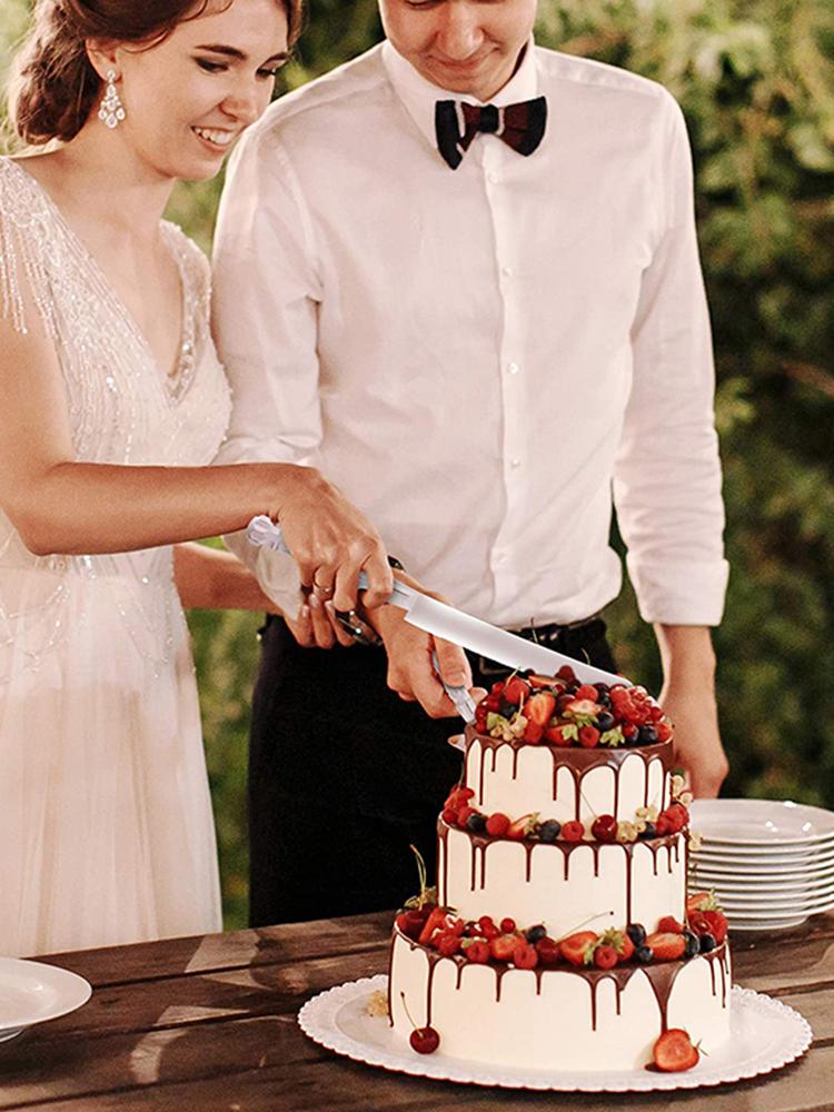 Wedding Clear Cake Cutter and Server Set with Crystal Handle Cake Cutting Set Reusable Wedding Reception Tableware Supplies