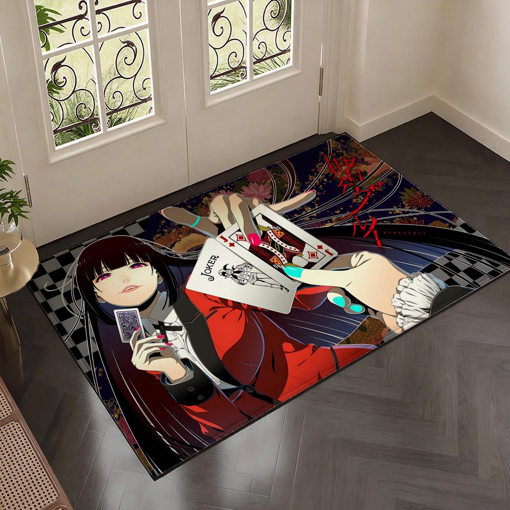 Thrilling Gambling Anime K-Kakeguruis Floor Mat Soft Thickened Flannel Door Mat Non-Slip Living Room Rug Home Decor