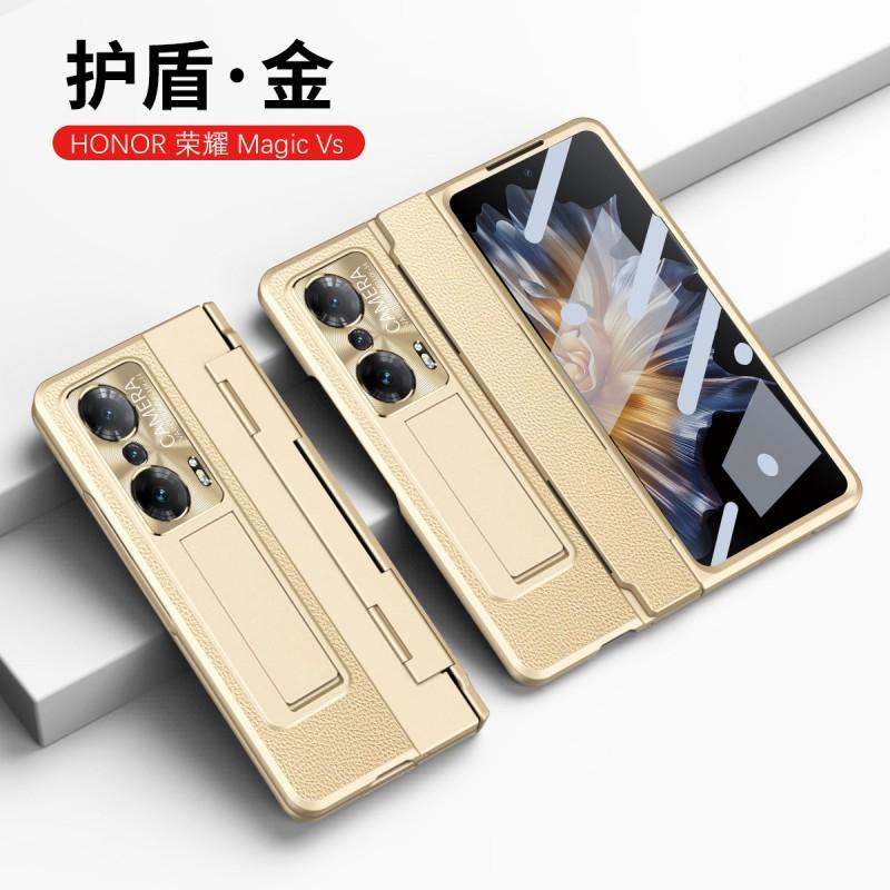 Slim Foldable Phone Case Honor Magic With Full Coverage Shockproof PC Shell Hidden Kickstand Matte Leather Finish