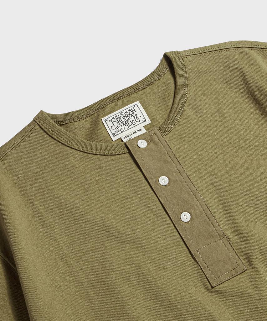 Beulonseun Vintage Short Sleeve Henley Tee Green