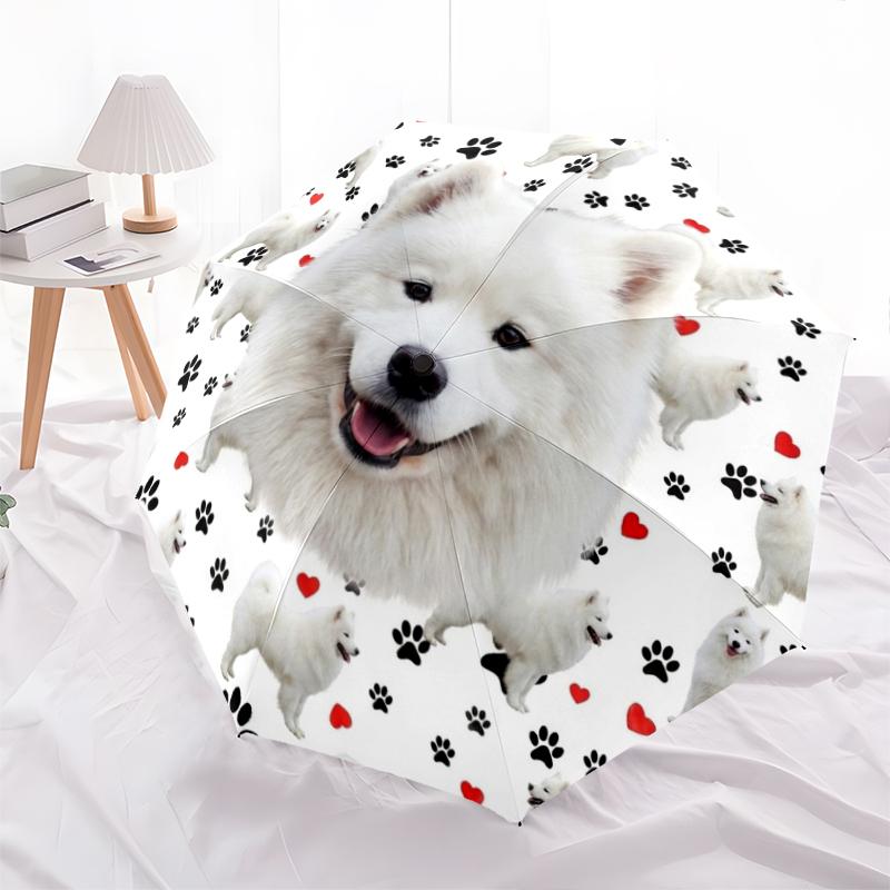 1 PC Automatic Folding Umbrella - Cute Pet Puppy Pattern, Portable & Foldable Design with 8 Ribs, Christmas Birthday Gifts