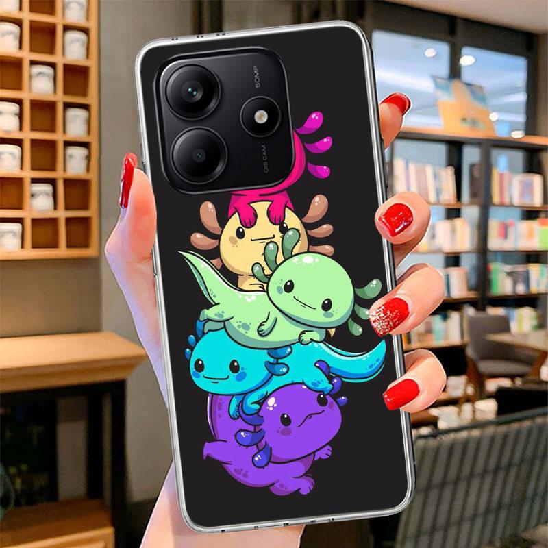 Cute Axolotl Kawaii Phone Case For Xiaomi Redmi Note 15 14 13 12 11 10 Pro Plus 14S 12S 11S 11T 11E 10S Soft Fundas Shell Redmi