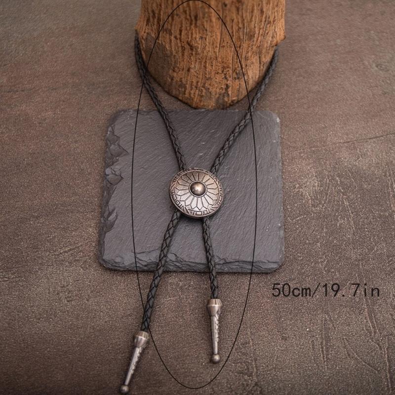 6Pieces Southwestern Styles Men's Bolo Tie with Cow Skull Star Pendant for Casual or Formal Wear Leather Cord Necktie