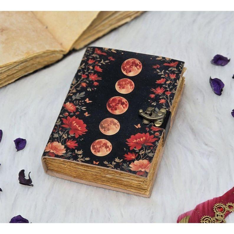 

Lunar Blossom Journal | Moon Phase Lock Diary | Vintage Floral Notebook | Witchy Spellbook | Gift for Writers & Dreamers | Grimoire Journal 7 x 5 in