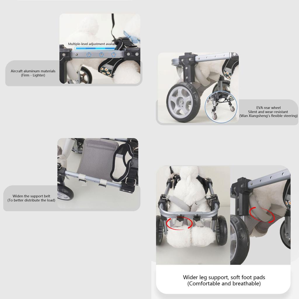 Lightweight Adjustable Pet Wheelchair Two Wheel Mobility Support For Disabled Dog Various Size Option