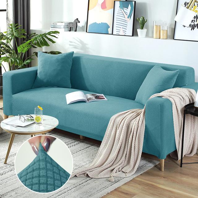 Sitzbezug aus Polarfleece, einfarbig, für Wohnzimmer, elastischer Sofabezug, Eckcouchbezug, Schonbezug, Sofaschutz