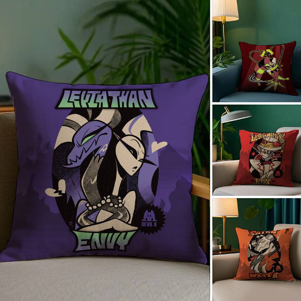 Anime H-HelluvaS B-Boss Pillow Case Plush Fabric Soft Double Sided Print Home Sofa High Quality Cushion Cover Throw