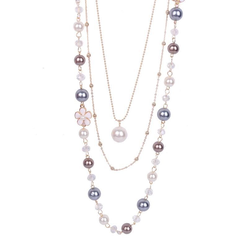 Exquisite Long Multilayer Pearl Sweater Chain Necklace Female Fashion Famous Long Necklace Jewelry Collier Femme Party