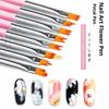 8Pcs Set Oblique Gradient Smudge Nail Flower Drawing Sawtooth Pen Multifunctional Mix Shape Petal Painting Gel Nail Art Brush