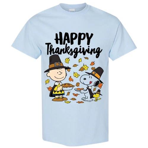 Happy Thanksgiving Charlie Snoopy Woodstock T-Shirt Multicolor XL