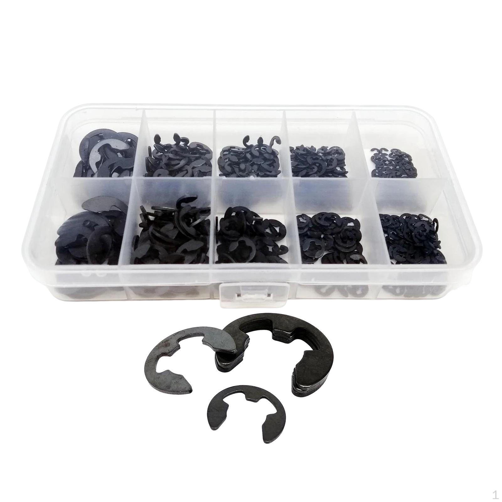 

580 Pieces E Shaped Durable Fasteners External Retaining чорний