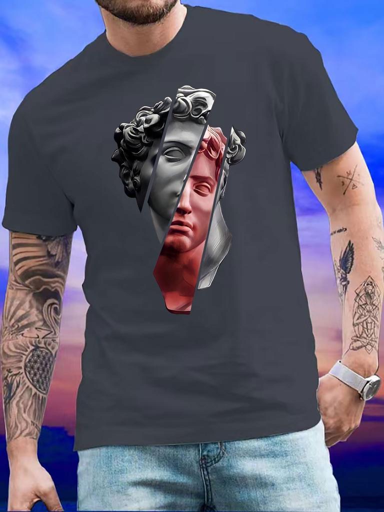 Konstnärligt Porträtt Grafiskt Tryckt Kortärmad Lyxig Bomulls T-shirt Sommar Unisex Män Kvinnor Casual Lös Mode Trendig