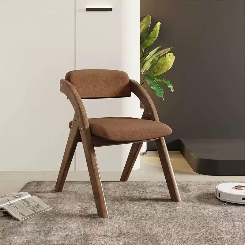 Foldable Wooden Dining Chair With Thickened Backrest Lightweight Multi-Use Home Office Adults