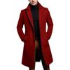 Men's Mid-Length Solid Color Woolen Coat - Warm Autumn/Winter Jacket