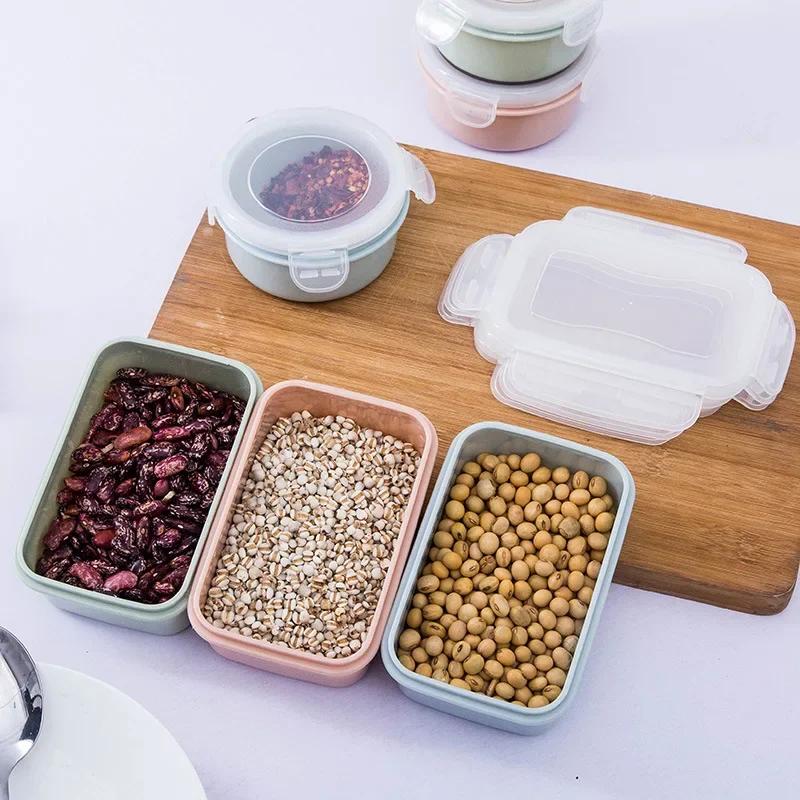 Plastic Lunch Box Bento Box for Vegetables Fruit Salad Fresh Keeping Bowl with Lid Seal Leak Proof for Camping Picnic Food Stora