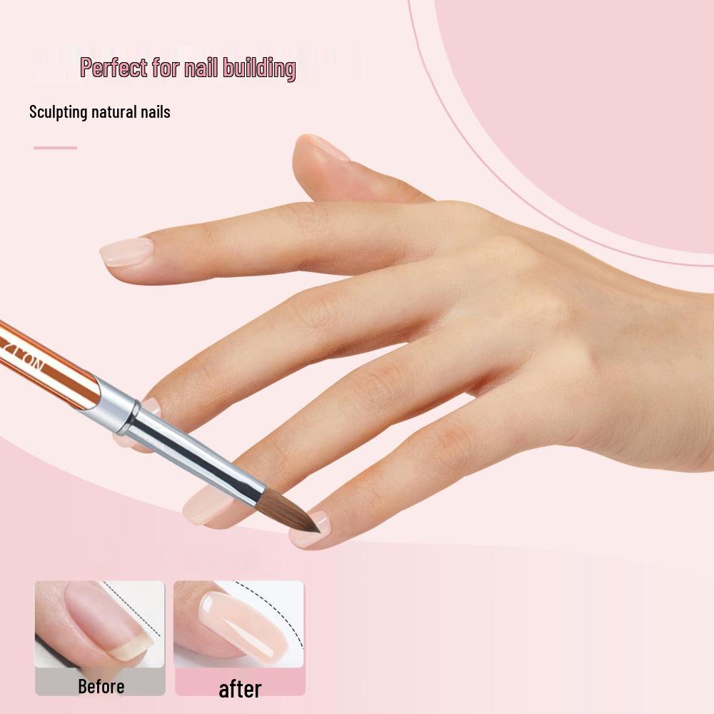 50% Mink Hair Nail Art Brush with Crystal and Metal Handle for Extensions and Carving