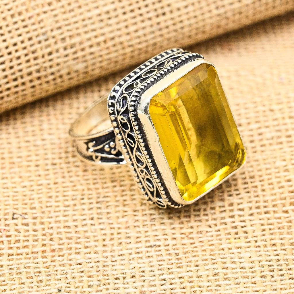 Unique Citrine Gemstone Handmade 925 Sterling Silver Beautiful Jewelry Ring
