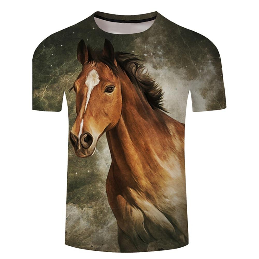 3D Print Horse T-Shirts Men Fashion Summer Loose O-Neck T-Shirt Casual Short Sleeve Streetwear Harajuku Horse Y2k Men Clothes