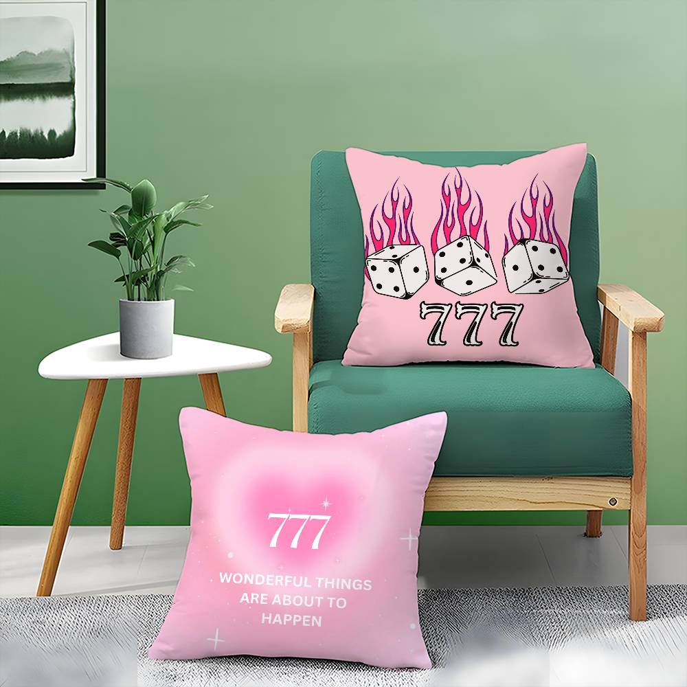 Fashion Pink Number Iucky 7 Pillow Case Comfort Sofa Bed Silky elegant Invisible zipper Decorative cushion cover