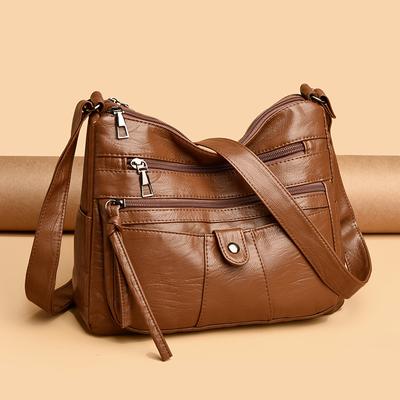 Borsa a tracolla di grande capacità per una madre di mezza età con tasche multiple, pratica e casual borsa monospalla