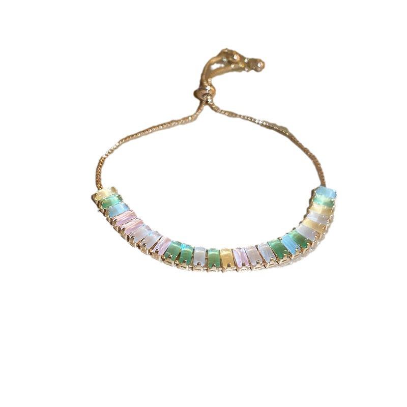 Gold-Plated Zircon Sun & Heart Bracelet: Stylish, Versatile, Elegant Light Luxury Jewelry for Women.