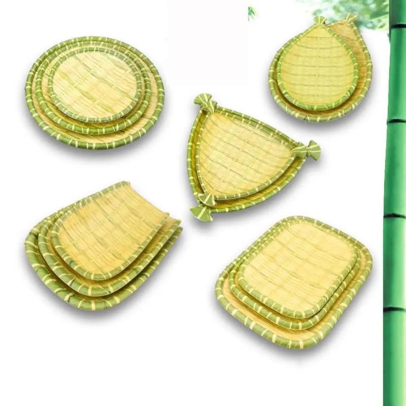 Restaurant Imitation Bamboo Weaving Hot Pot Vegetable Plate Melamine Green Barbecue Plate Multiple Styles Vegetable Fruit Tray