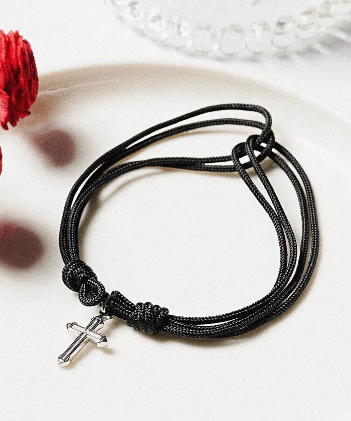 Line Cross Pendant Soft Double Rope String Bracelet (C2601AC1368)