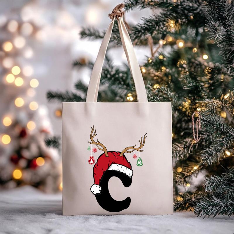 Christmas Letter Print Messenger Bag Student Casual Canvas Bag New