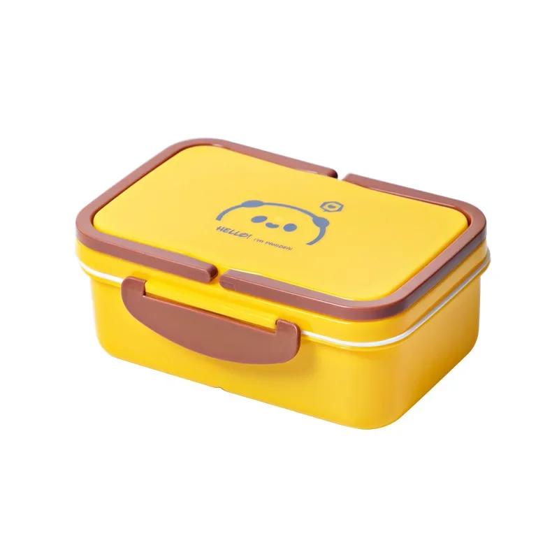 

New Picnic, Camping, Student Lunch and Dinner Food Storage Container - Portable Wheat Straw Bento Lunch Boxes for Microwave жёлтый