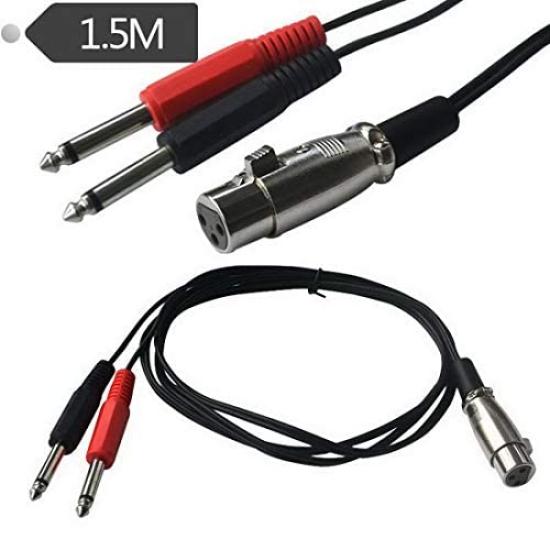 XLR Female To 6.35mm Mono Male Audio Y Splitter Cable, 1 XLR Female To 2 Dual 6.35mm Male 30cm (1.5m3m) Stereo Mic Audio Converter Adapter Cable