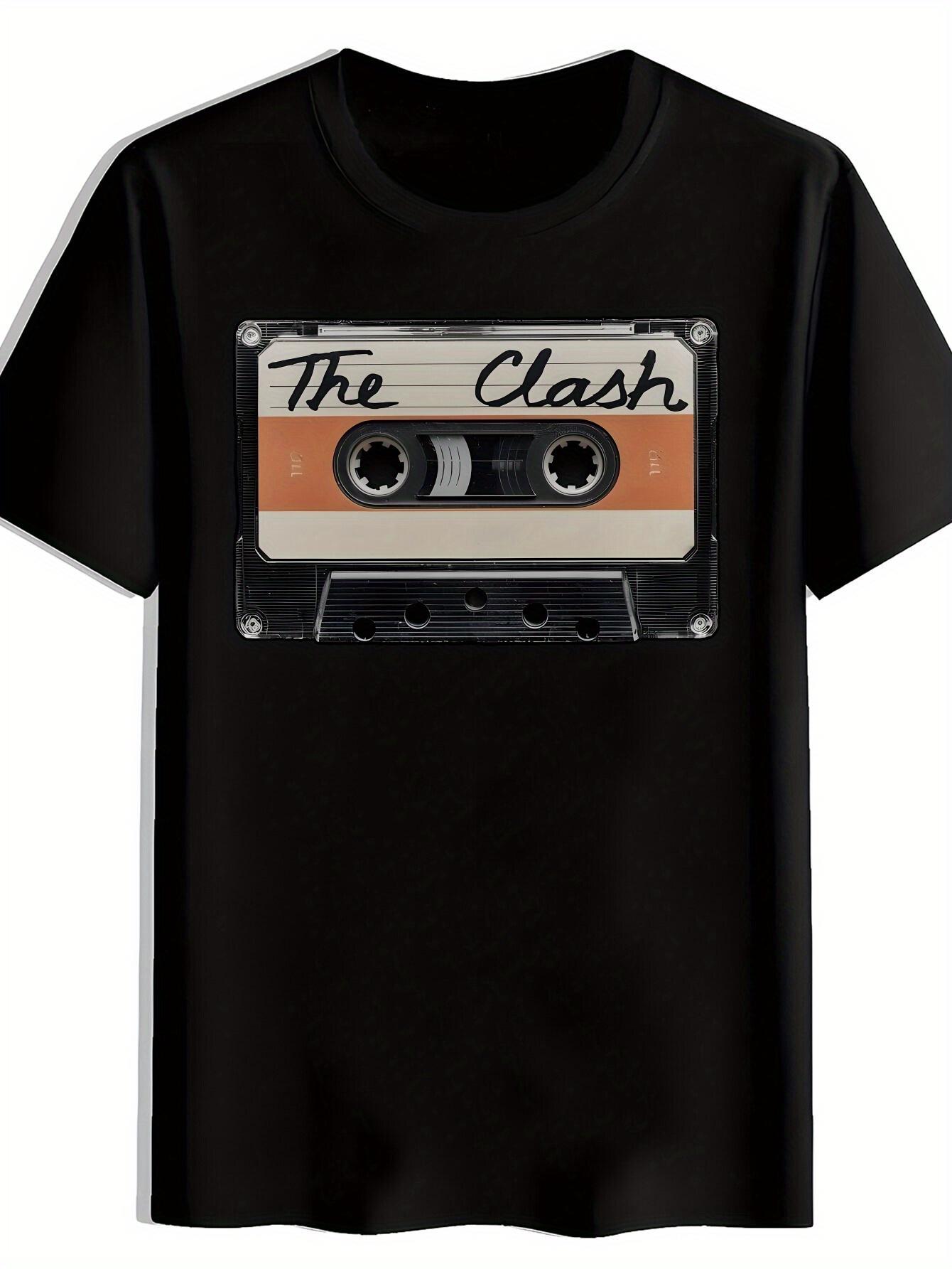 

Vintage Rock Band Graphic T-shirt - The Clash Retro Cassette Design Short Sleeve Tee XXL