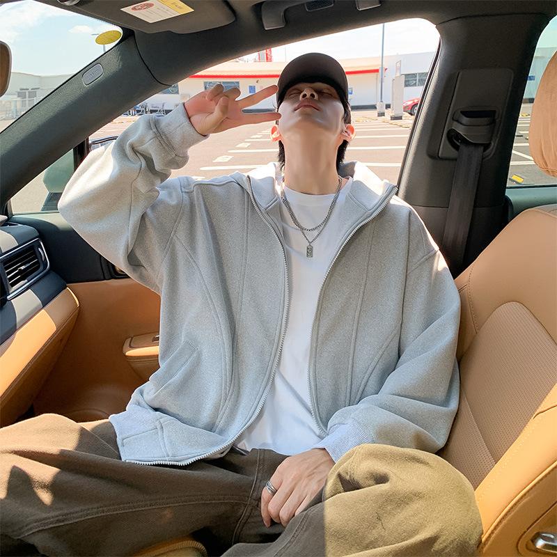 

Sweatshirt Zipper Jacket Men s Spring and Autumn Top Loose Casual Hooded Cardigan 3XL