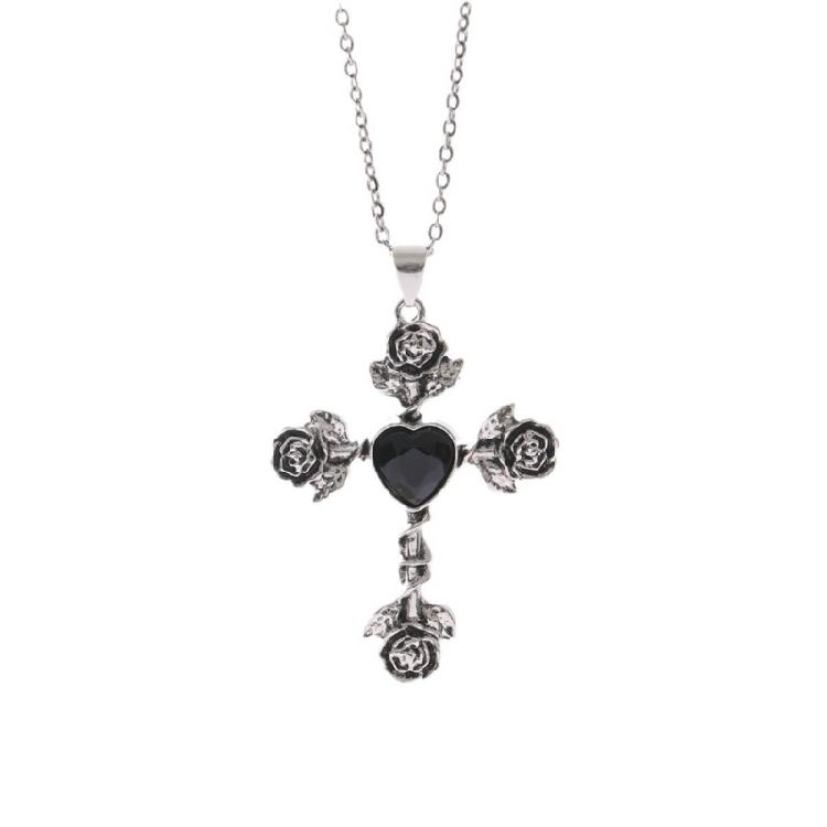Unique Style Thorn Knotted Rose Crosses Pendant Necklace for Daily Wear Parties