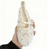 Elegant Embroidery Mesh Ballet Flats Women Fashion Round Toe Narrow Buckle Mary Jane Shoes Light Soft-soled Comfort Women Shoes
