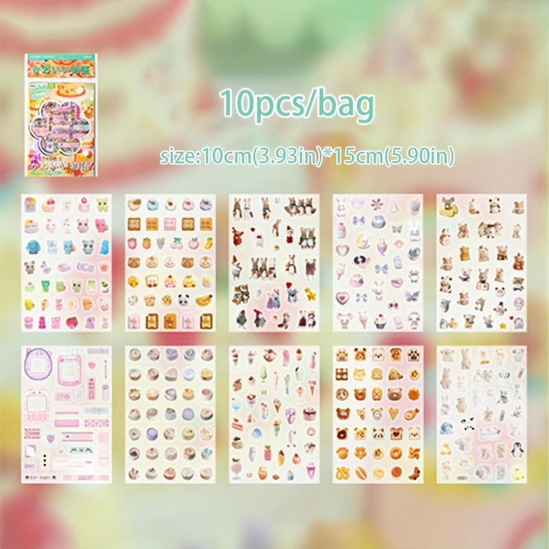 10pcs/bag PET Vintage Snacks Fruits Shop Stickers For Scrapbooking Kawaii Stationery Notebook Background Sticker DIY Decoration