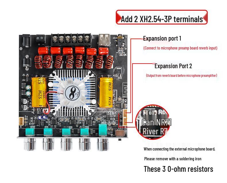 KRK-AS21 Bluetooth Amp Module with TPA3255 Chip, Treble & Bass Adjustment, 220Wx2+350W Subwoofer