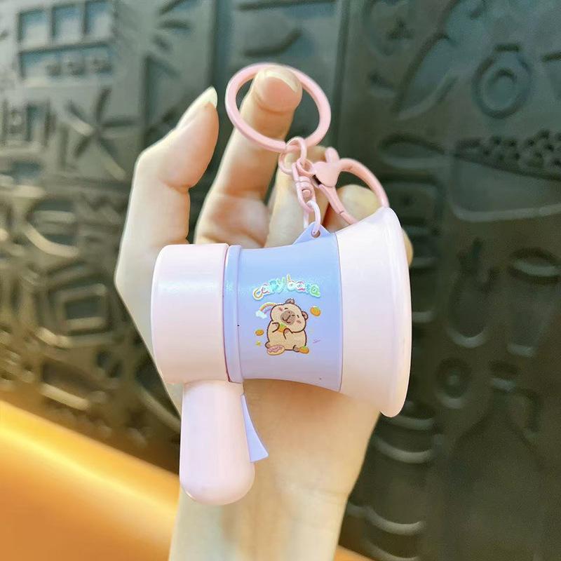 Mini Capybara Speaker Keychain: Cartoon Decompression Toy & Schoolbag Pendant