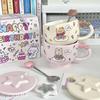 Kubek z mlecznym fufu z uroczym misiem z pokrywką i łyżeczką dla dziewczyn, wysokiej jakości ceramiczny kubek z króliczkiem, kubek na kawę/mleko dla pary