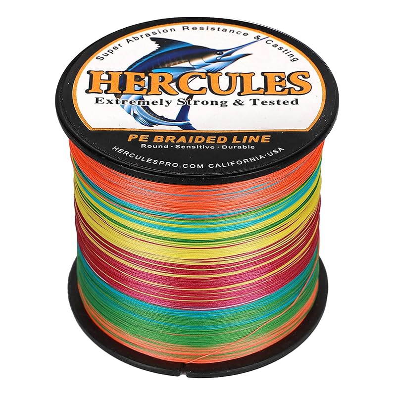 Hercules PE Fishing Line, 4-strand Braided, 15 Colors. High-strength, High-sensitivity, Durable, Versatile, and Non-stretch Fishing Line for Ajing and